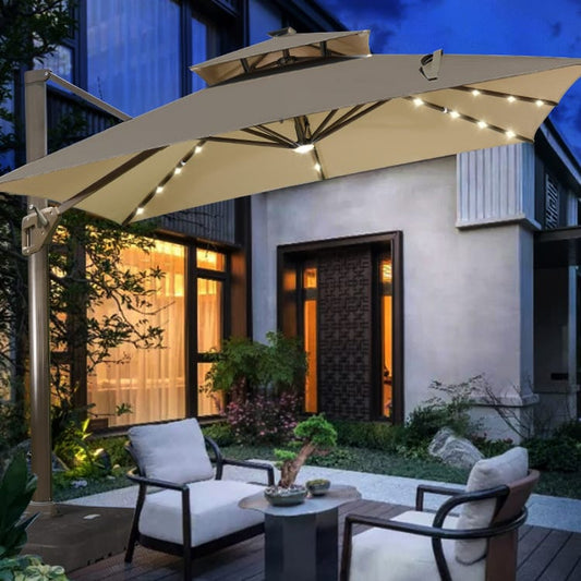 Square Parasol with LED lamp Outdoor Umbrella